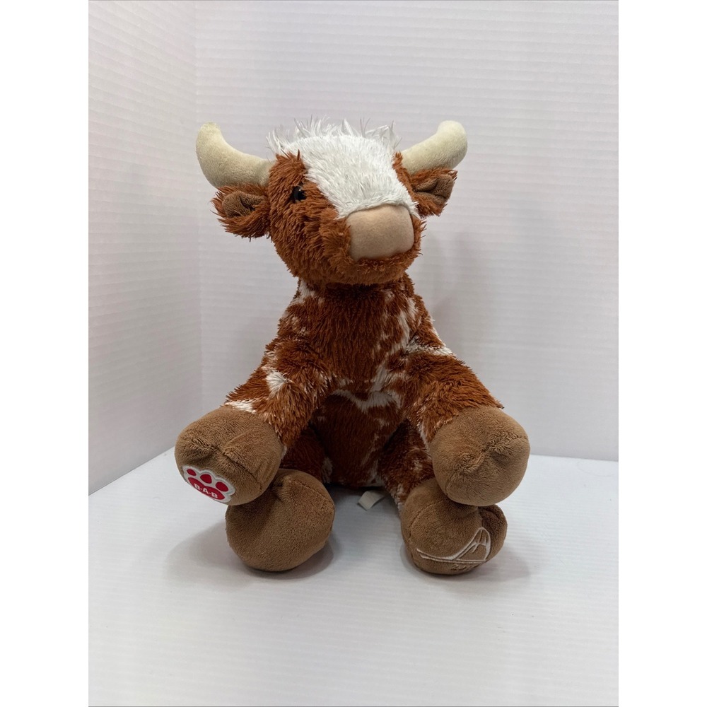 Build-A-Bear Highland Cow Plush Stuffed Animal Brown White Horns‎ 2018